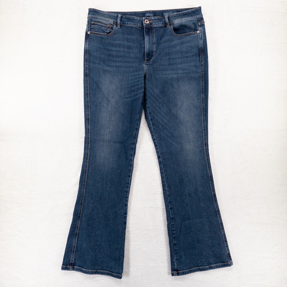 J. Jill Womens Modern Slim Bootcut Jeans 14 Blue Medium Wash Stretch Denim